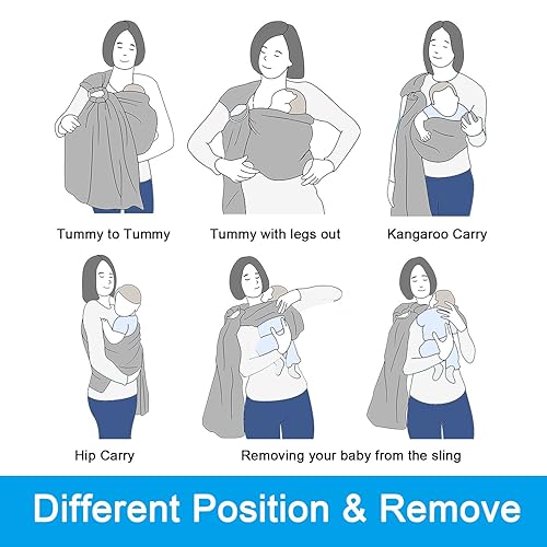 Miniatura 8 de Portabebés con anillo para bebé, de lino extrasuave de algodón, para recién nacidos, bebés, niños pequeños y niños, ligero y transpirable, el mejor