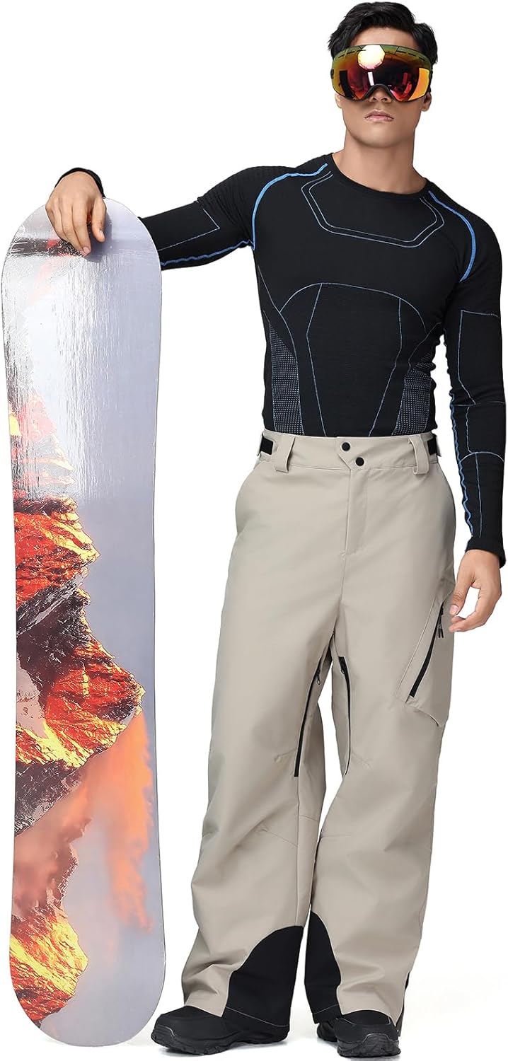 RIUIYELE Men's Super Baggy Ski Pants Cargo Snowboard Pants Loose Snow Pants Insulated Waterproof Windproof