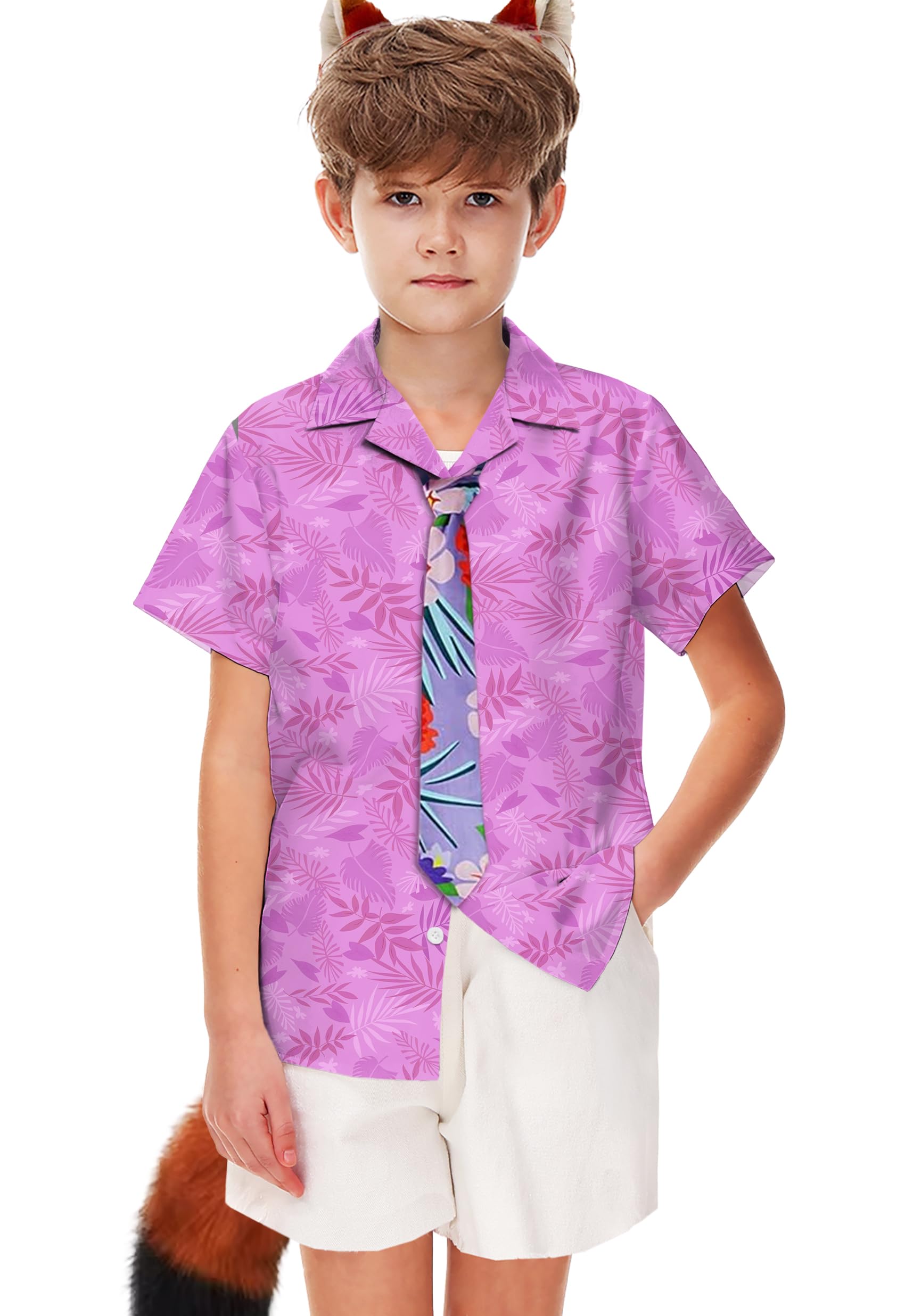 AOBUTE Unisex Kids Hawaiian Shirt Boys Button Up Shirts Girls Short Sleeve Aloha Golf Top 5-14 Years