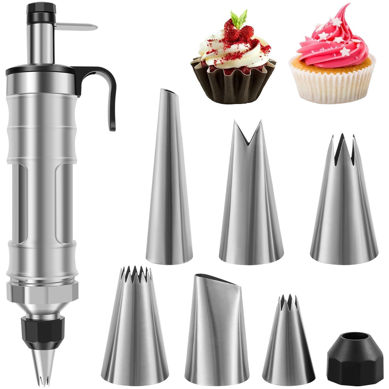Jeringa de Repostería Cake Decorating Kits Juego de jeringas for decoración de pasteles, kit de tuberías for glaseado de magdalenas con 6 boquillas de glaseado, juego de jeringas reutilizables multifu