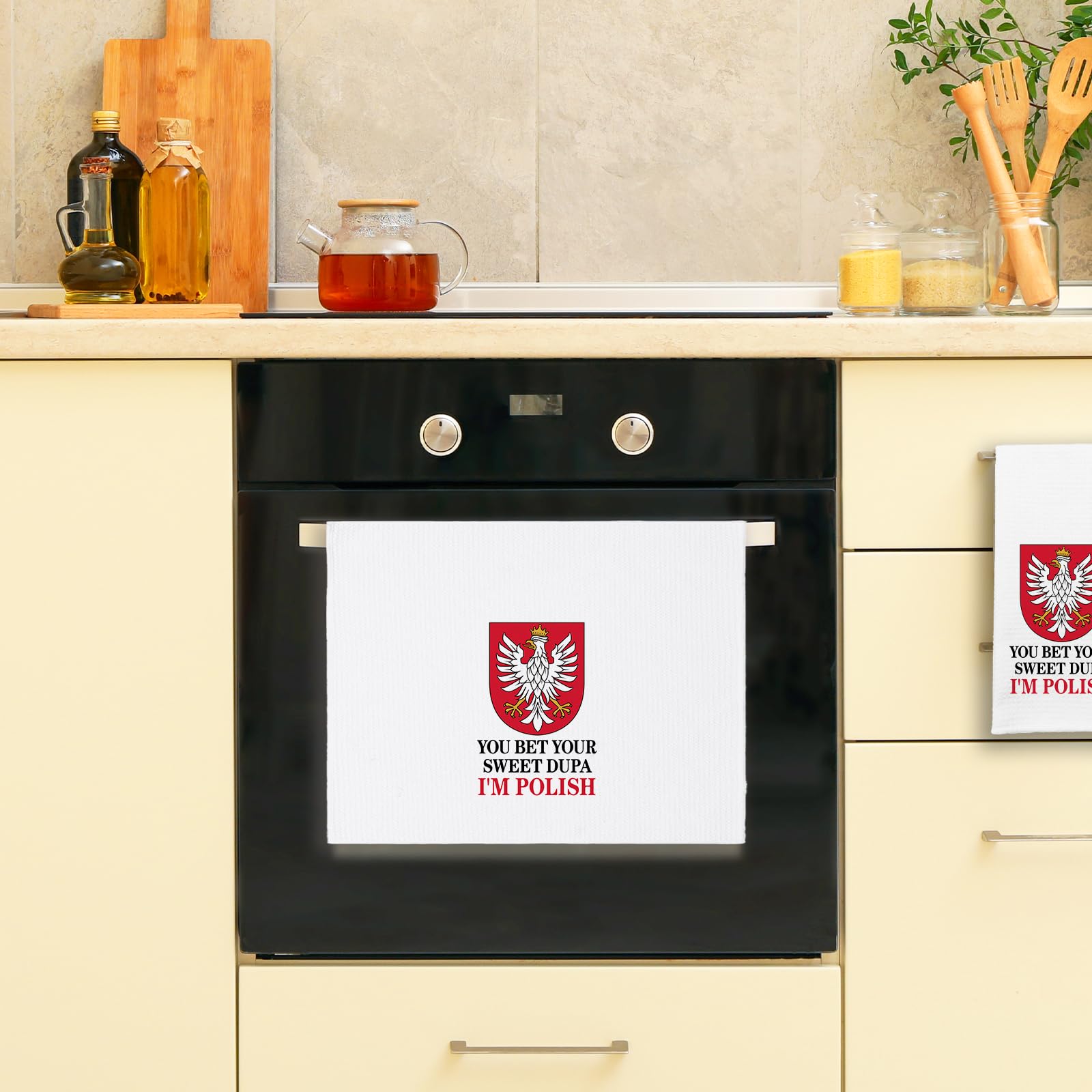 Funny Saying Kitchen Towels, You Bet Your Sweet Dupa I'm Polish Dishcloths, Polish Gifts for Women Men, Poland Flag Decorative Tea Towels, Sweet Housewarming Gifts for Hostess Friend Bestie