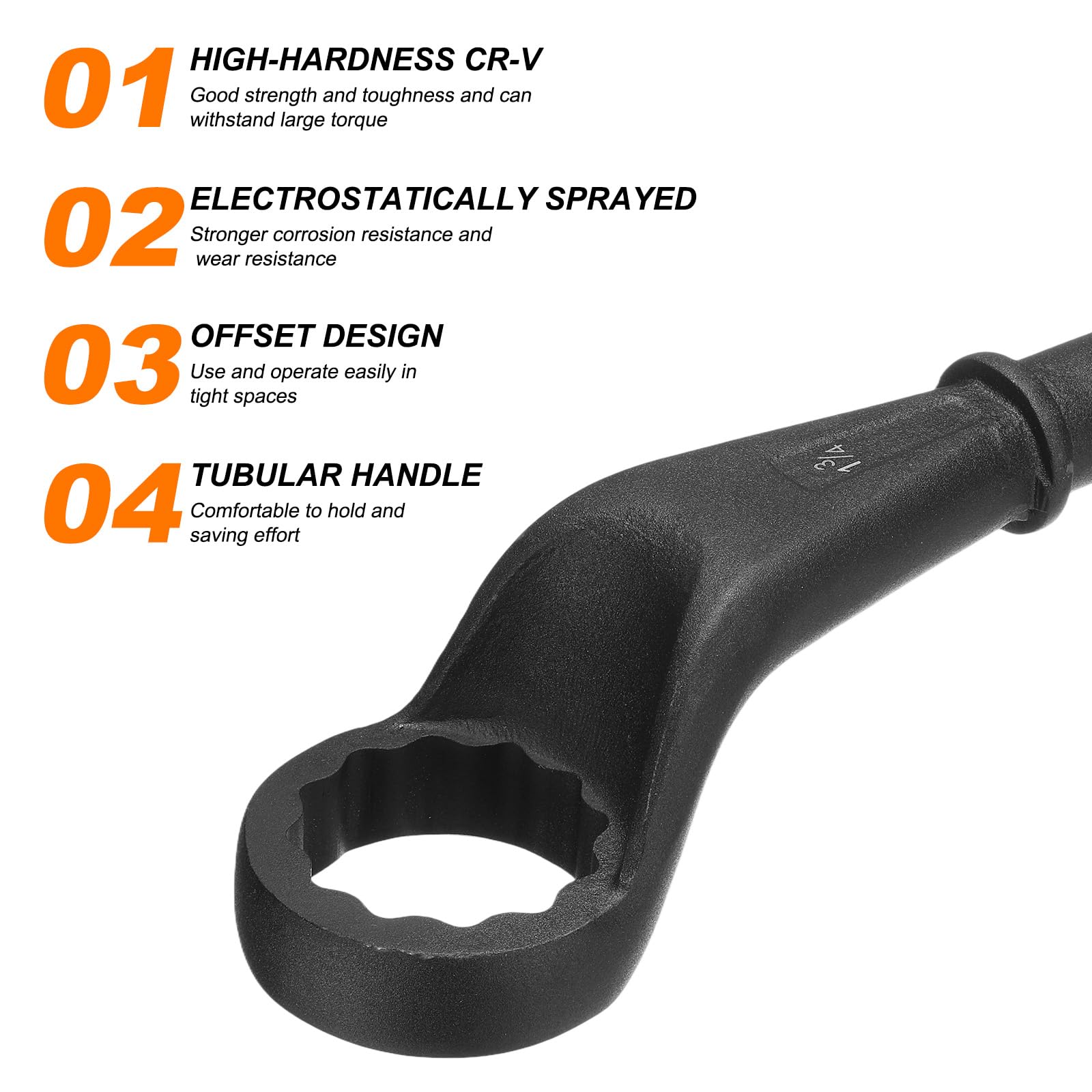 QUARKZMAN Klucz nasadowy do skrzyni Offset 1-3/4 "CR-V 12 punktów pojedynczy koniec przesunięty klucz torx wysokiej szyi klucze rurowe do dokręcania usuń śruby i elementy.