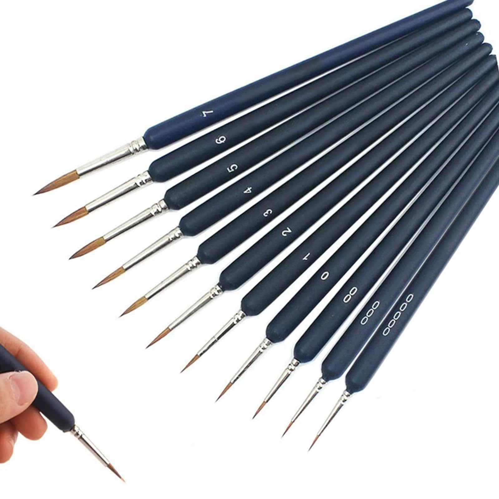 Detail brushes, extra fine makeup brushes, set of 11, ultra fine brushes, outline brushes, paint brushes, ultra fine art drawing brushes, brushes, painting set, watercolor brushes, acrylic brushes