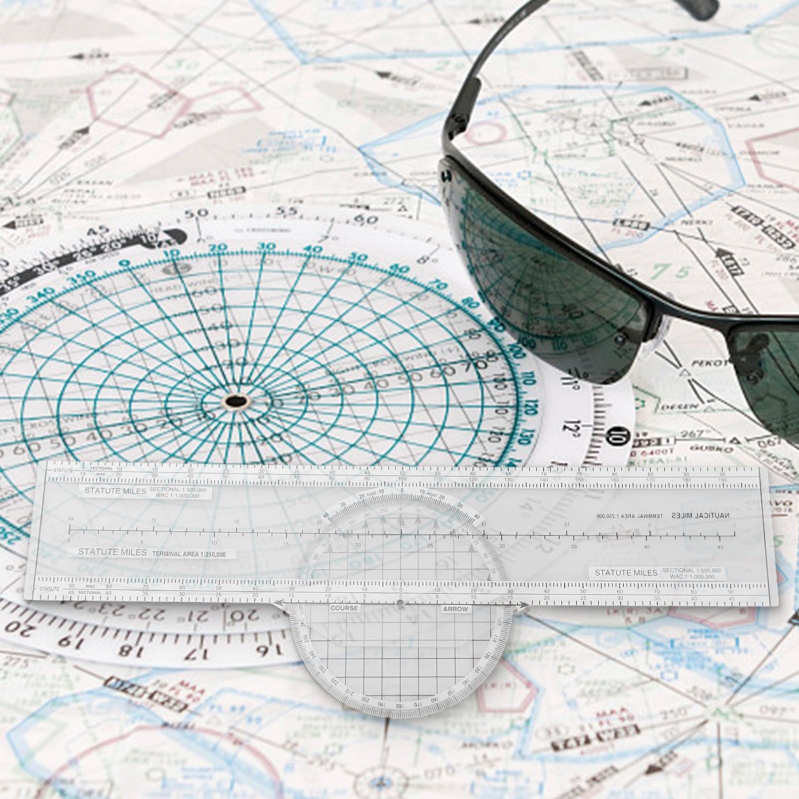 Para Pilot CRP-1 Plotter de aviación regla deslizante navegación 360 grados 4 escalas VFR
