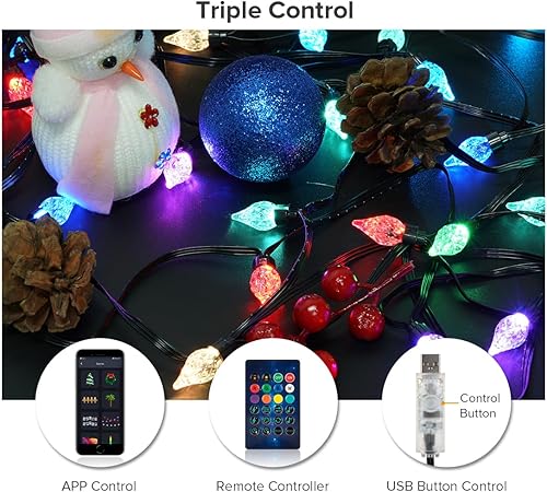 Miniatura 2 de BTF-LIGHTING WS2812B IC RGB Twinkle Smart Fairy Milky Star Light String, USB DC5V 32.8FT Music Bluetooth Mesh, APP IR Remote DIY Temporizador