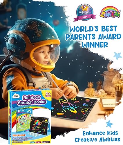 Miniatura 2 de ZMLM Papel para Rascar Arte-Manualidades Regalo: Paquete de 2 Cuadernos Arcoíris Suministros Juguetes Rellenos para Cesta de Pascua para Niñas