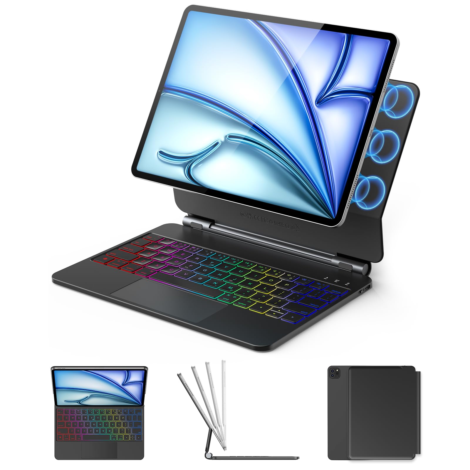 Tastiera Magnetica Per IPad Air 11 E IPad Pro 11 – Retroilluminazione 7 Colori, Trackpad Multi-touch, Batteria Da 800 MAh – Compatibile Con Modelli Dal 2018 Al 2025