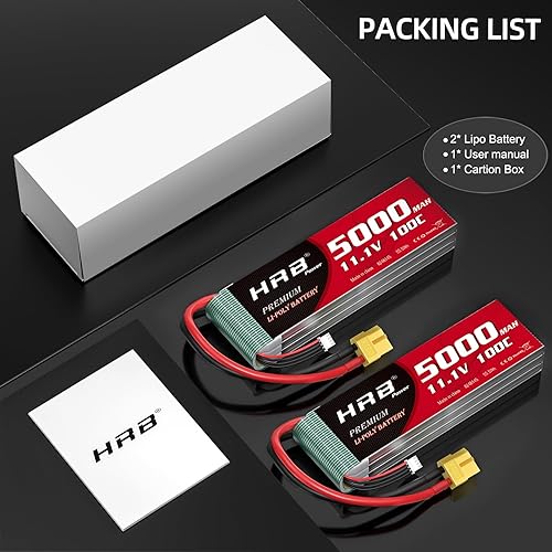 Miniatura 7 de HRB 3S 5000mAh Lipo Batería XT60 100C 11.1V RC Lipo Batería Compatible con RC Car RC Plane RC Truck RC Boat (2 paquetes)