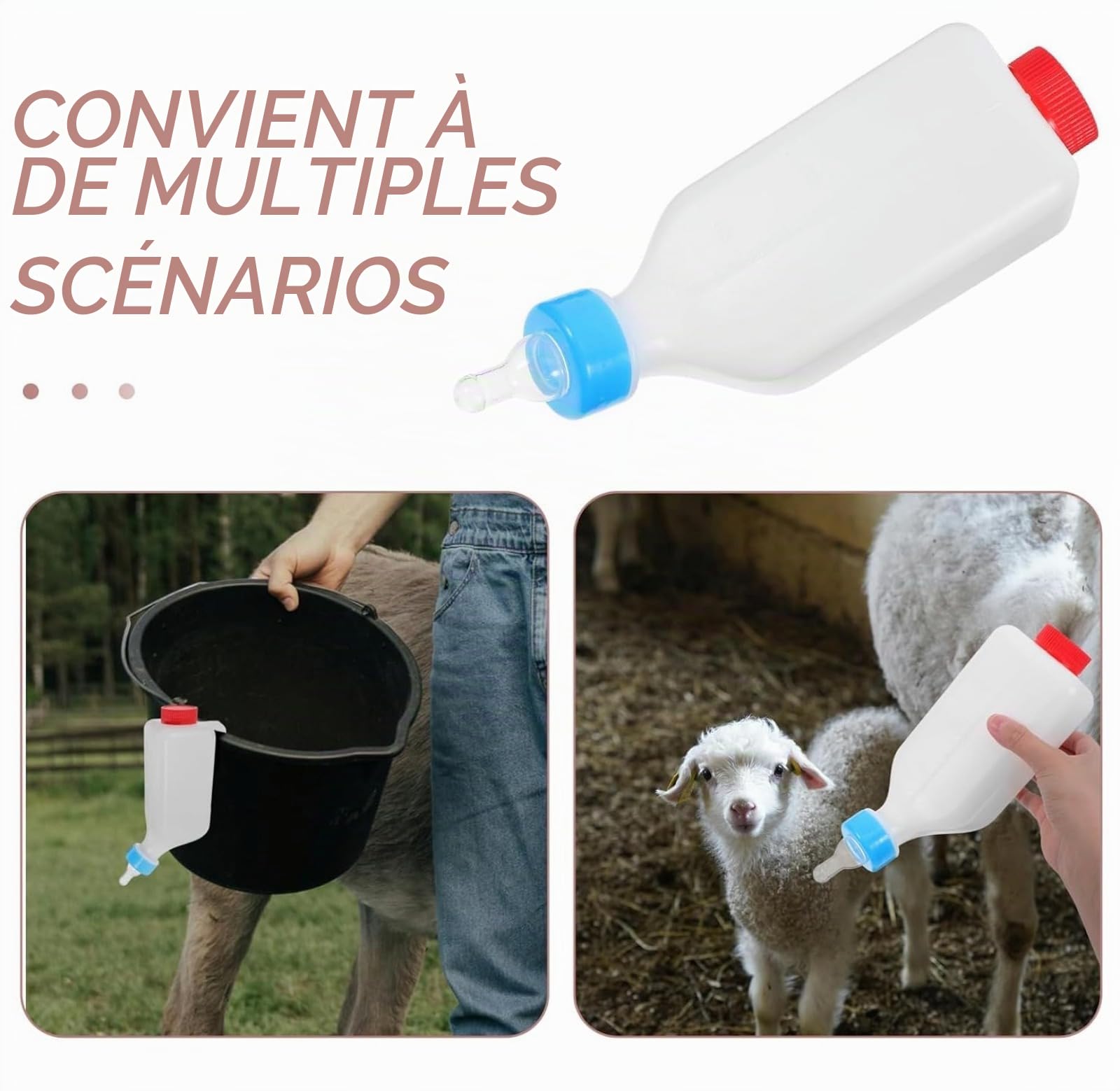 6 Pack Biberon Agneau, Biberon Chevreaux Allaitement pour Agneaux & Bébé Chèvre - Seau à Lait en Bouteille d'agneau, Bouteille de Chèvre, Bouteille de Boisson Suspendue