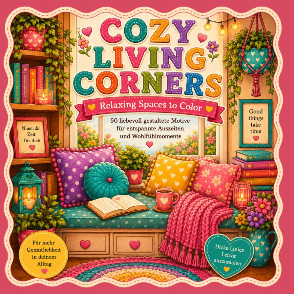 Cozy Living Corners: 50 liebevoll gestaltete Wohlfühlorte zum Ausmalen