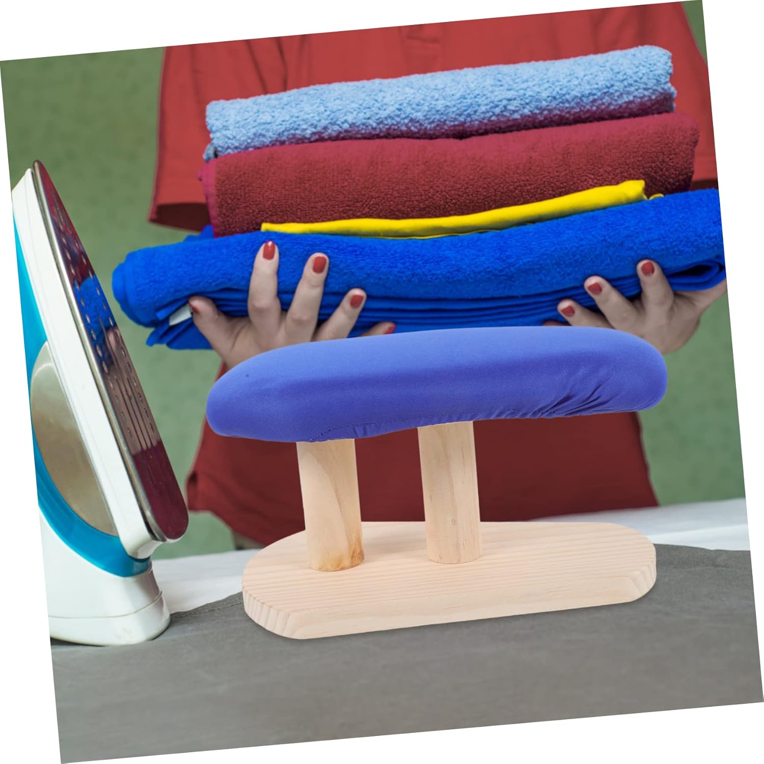 Zerodeko Household Ironing Table Padded Sleeve Ironing Board with Non Slip Stable Base Portable for Home and Dorm Use Wood Panel for Smooth Clothes Pressing
