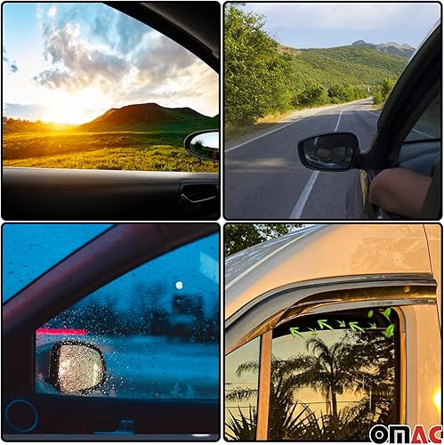 Miniatura 3 de OMAC Protectores de lluvia para RAM Promaster 2014-2023, deflector de viento de ventana lateral, visera de ventilación, parasol acrílico, 2 piezas,