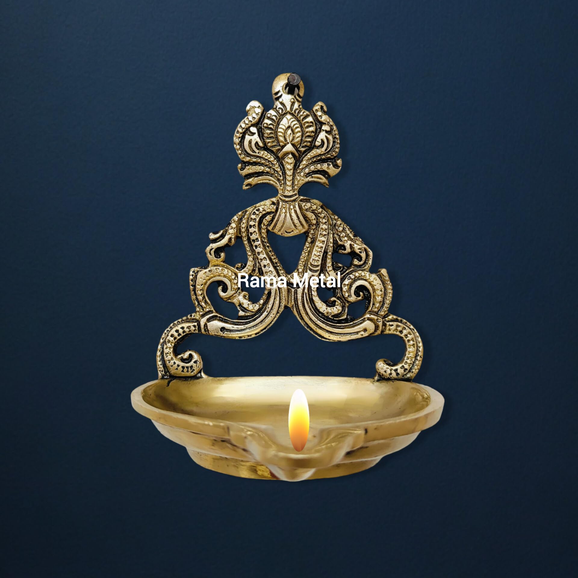 RAMA METAL Brass Designed Wall Hanging Diya-image-18
