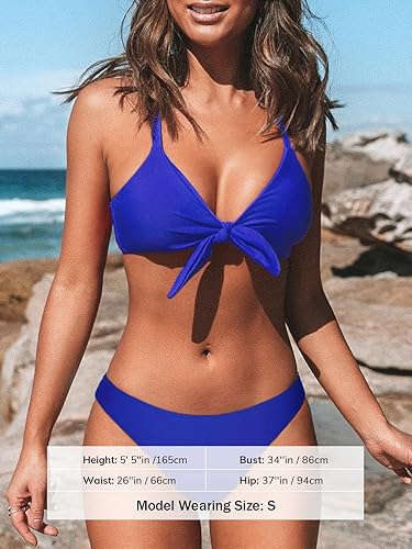 Miniatura 4 de CUPSHE - Conjunto de bikini de dos piezas para mujer, estampado floral y detalle de nudo de conejo