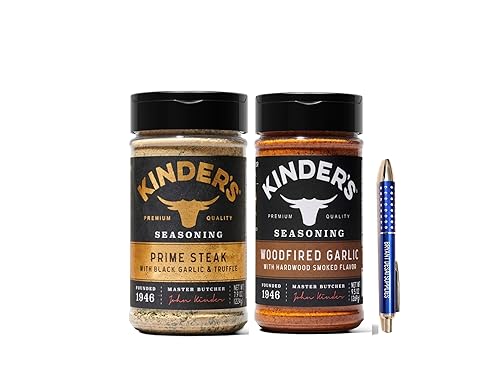 Kinder's Prime - Filete con ajo negro y trufa (7.9 onzas) y cebolla caramelizada para hamburguesa (7.9 onzas) con bolígrafo Bryant Desai Supplies