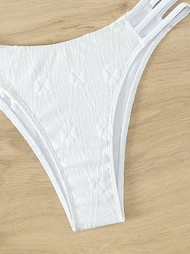 Miniatura 4 de Falainetee Traje de baño de cintura alta para mujer, con corte de alambre en V y lazo en la espalda, conjunto de bikini de 2 piezas