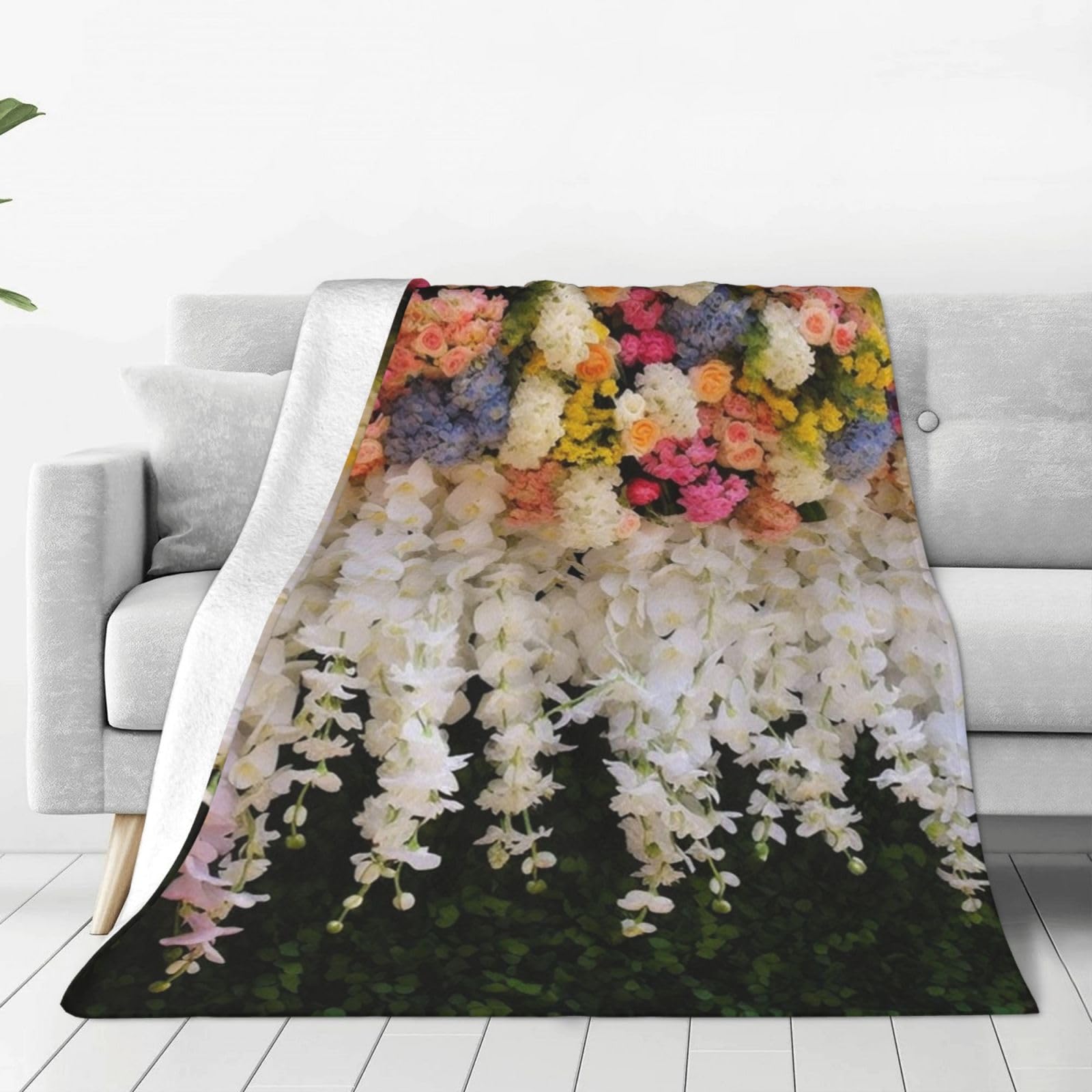 Couverture murale à fleurs plaid léger pour lit contre le froid du salon