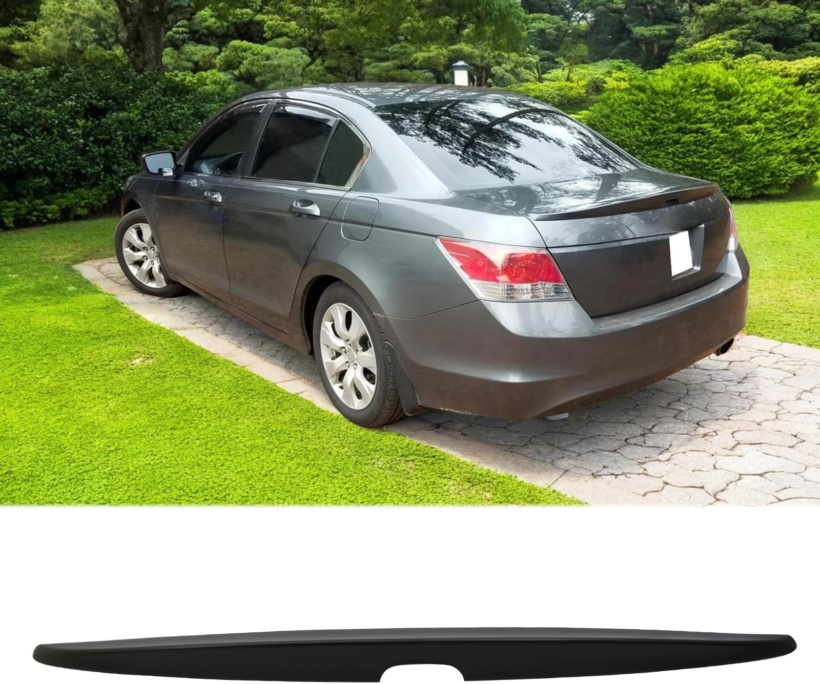 FREEMOTOR802 Rear Trunk Spoiler Compatible with 2008-2012 Honda Accord Sedan (Not Coupe) | OEM Factory Style ABS Deck Lid Spoiler Racing Trunk Tail Lip Wing, Unpainted Black