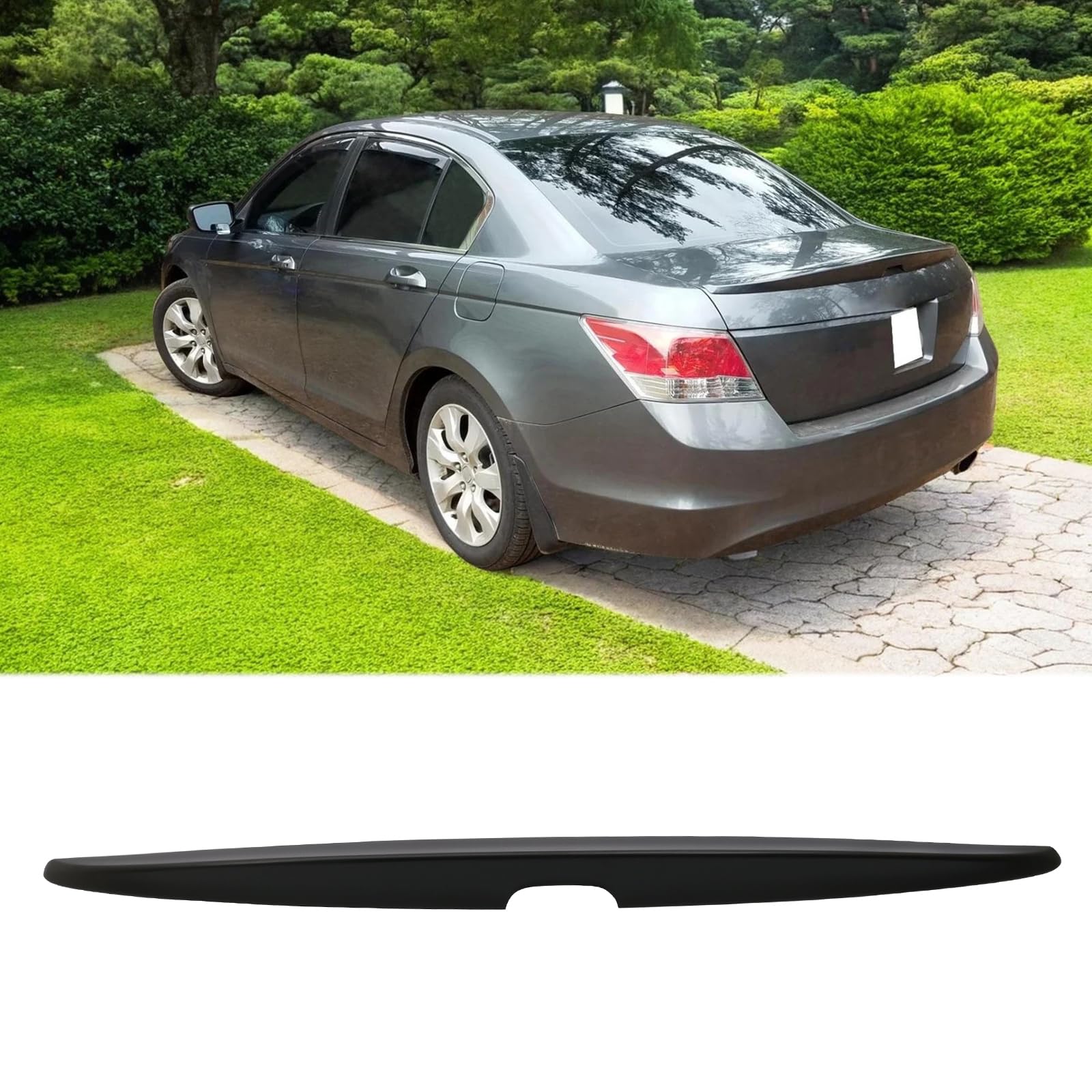 FREEMOTOR802 Rear Trunk Spoiler Compatible with 2008-2012 Honda Accord Sedan (Not Coupe) | OEM Factory Style ABS Deck Lid Spoiler Racing Trunk Tail Lip Wing, Unpainted Black