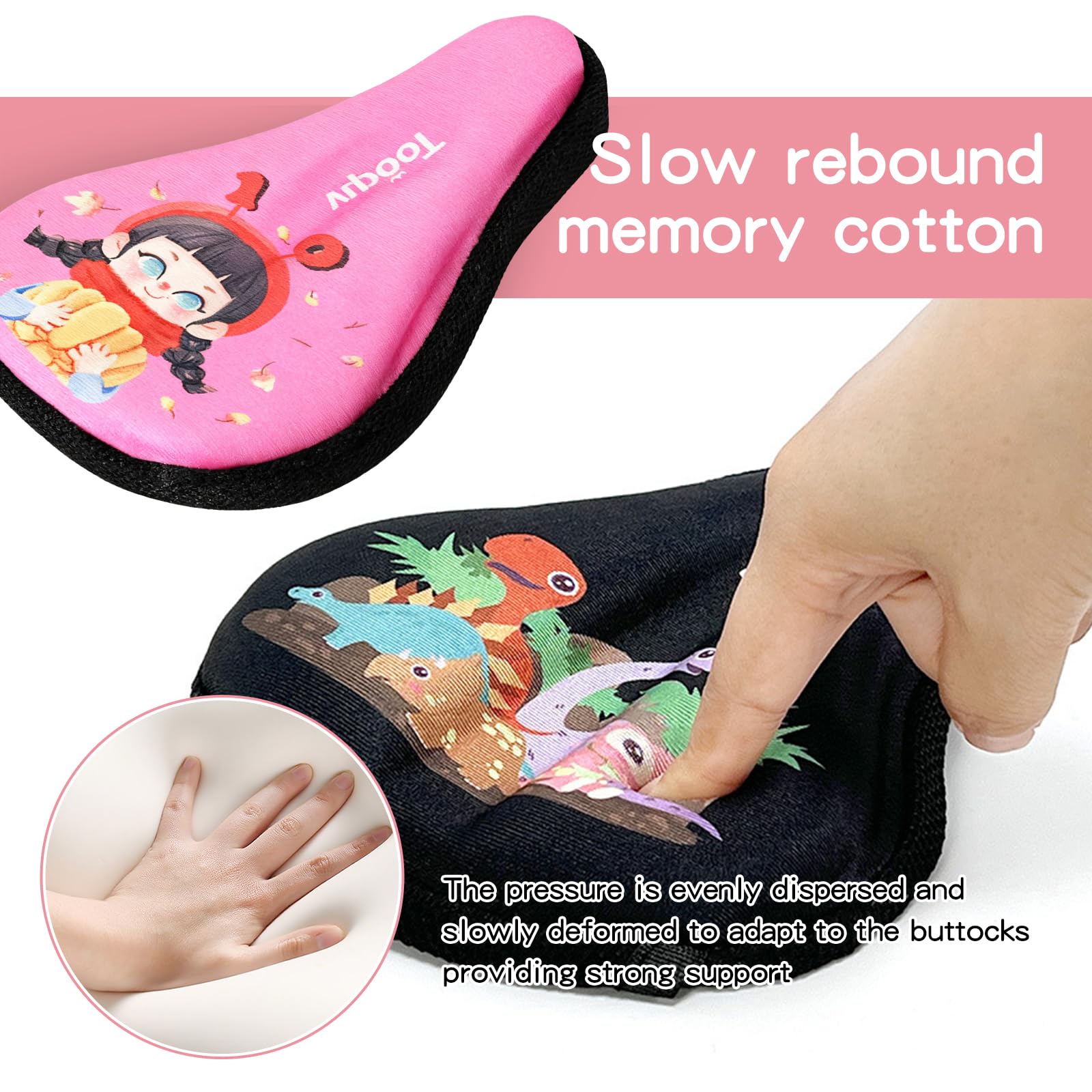 Housse de Protection de Selle de Vélo Enfant, Coussin en Gel Doux et Respirant avec Mousse Mémoire, Taille 23x15 cm Universelle, Imperméable et Antidérapante, Blue
