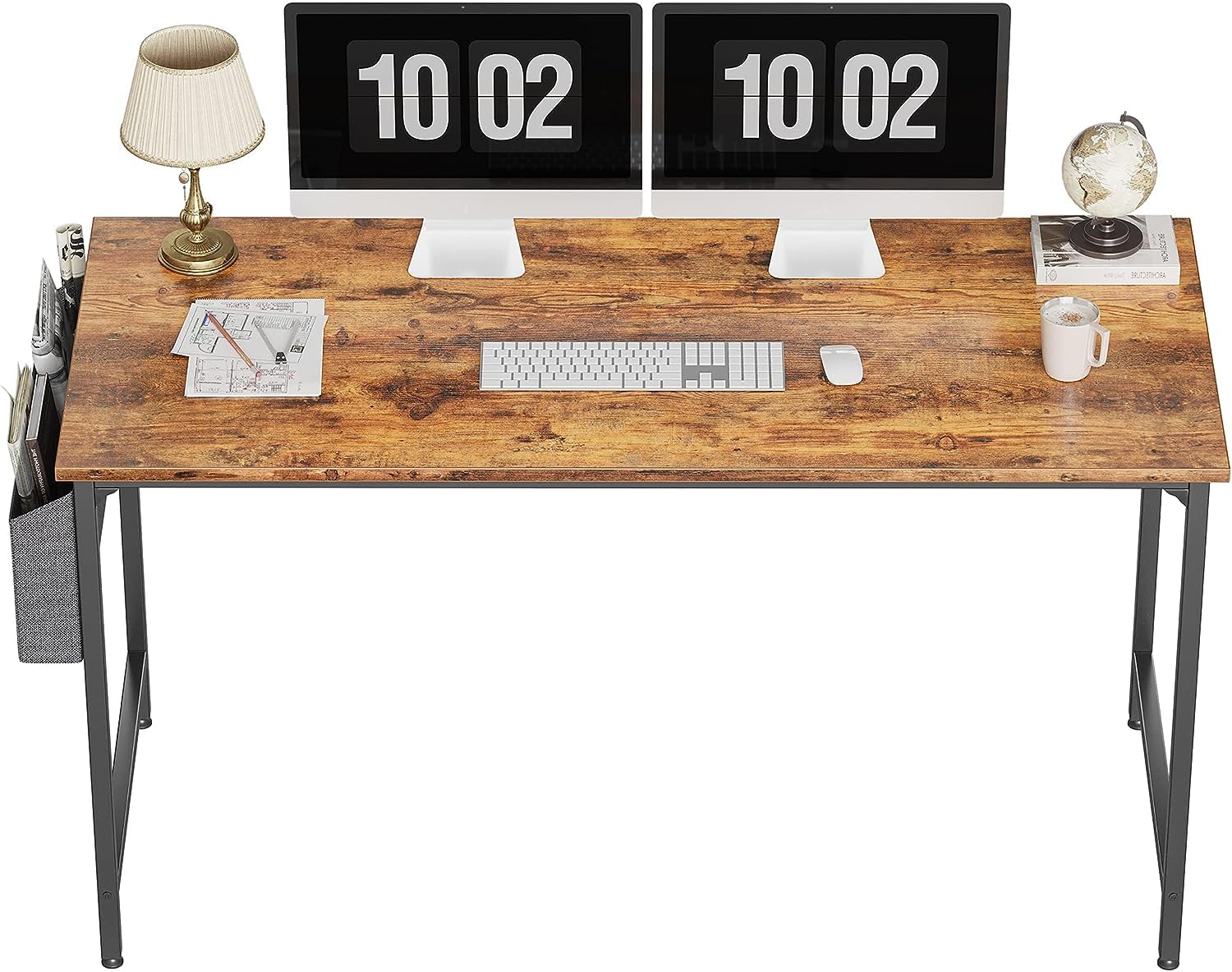 CubiCubi Study Computer Desk, 63" Home Office Writing Desk, Modern Simple Style PC Table, Rustic Brown