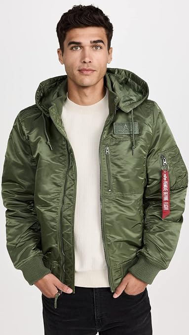 Amazon | Alpha Industries メンズ MA-1 フード付きリブフライト