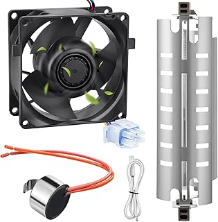 Lounsweer 4 Pcs Wr60x26866 Refrigerator Evaporator Fan Motor, Wr51x10055 Refrigerator Defrost Heater, Wr55x10025 Temperature Sensor, Wr50x10068 High Limit Thermostat Compatible with Ge Refrigrator