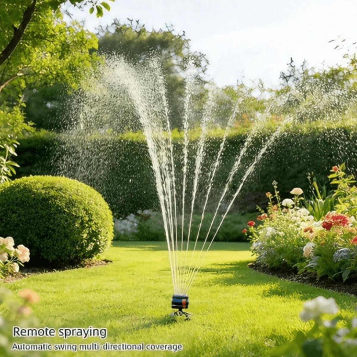 16-Nozzle Oscillating Sprinkler with Dual-Zone Sprinkler Water Timer, Adjustable Garden Sprinkler Watering System, 360° 16-Hole Automatic Rocking Sprinkler (Standard, Sprinklers)