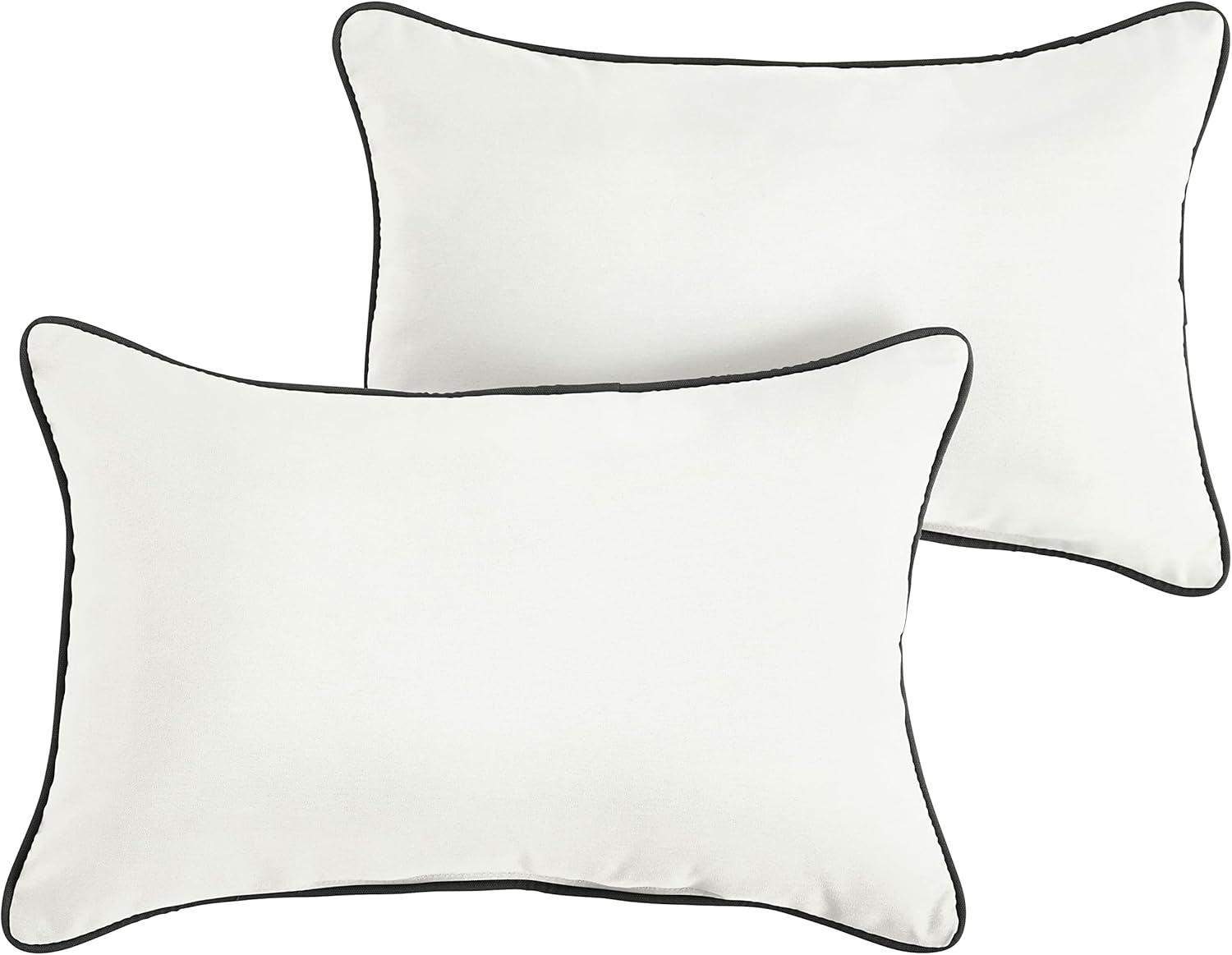 Mozaic Company Sunbrella Indoor/ Outdoor 18 x 12 Corded Lumbar Pillows, Canvas Natural and Canvas Black, Set of 2