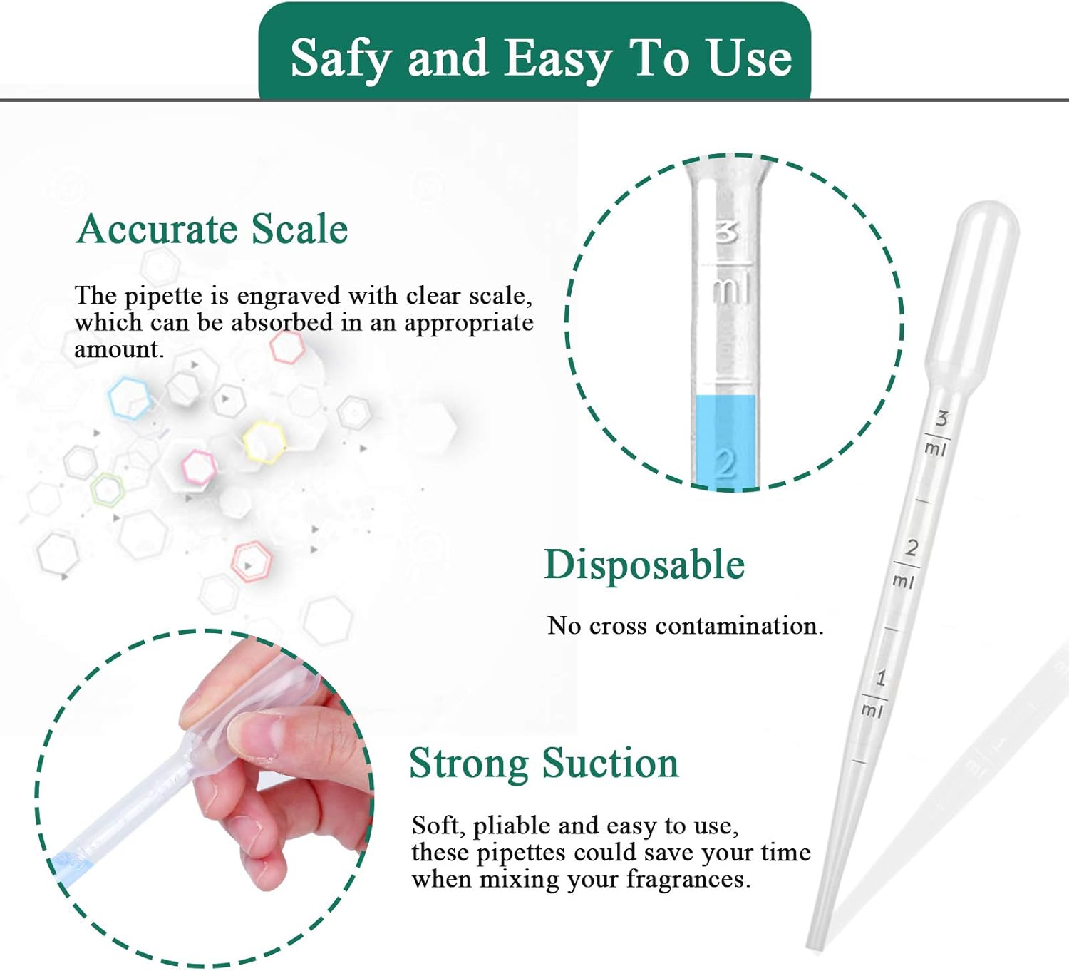 moveland 𝟯𝗺𝗹 Plastic Pipettes + Plastic Graduated Cylinder - Disposable Eye Dropping Pipettes for Lab Science, Essential Oil, Home Use, Science Class, DIY Art, Medicine