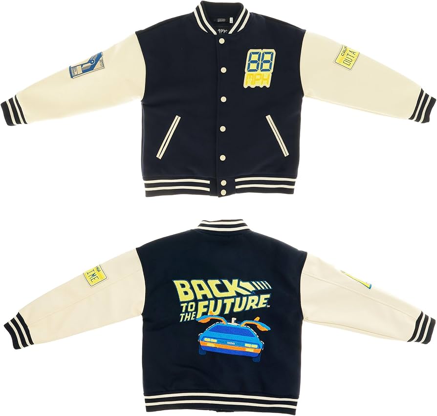 BTTFデロリアンスタジャン Amazon.co.jp: [丸眞] スタジャン(L) バックトゥザフューチャー フロウ