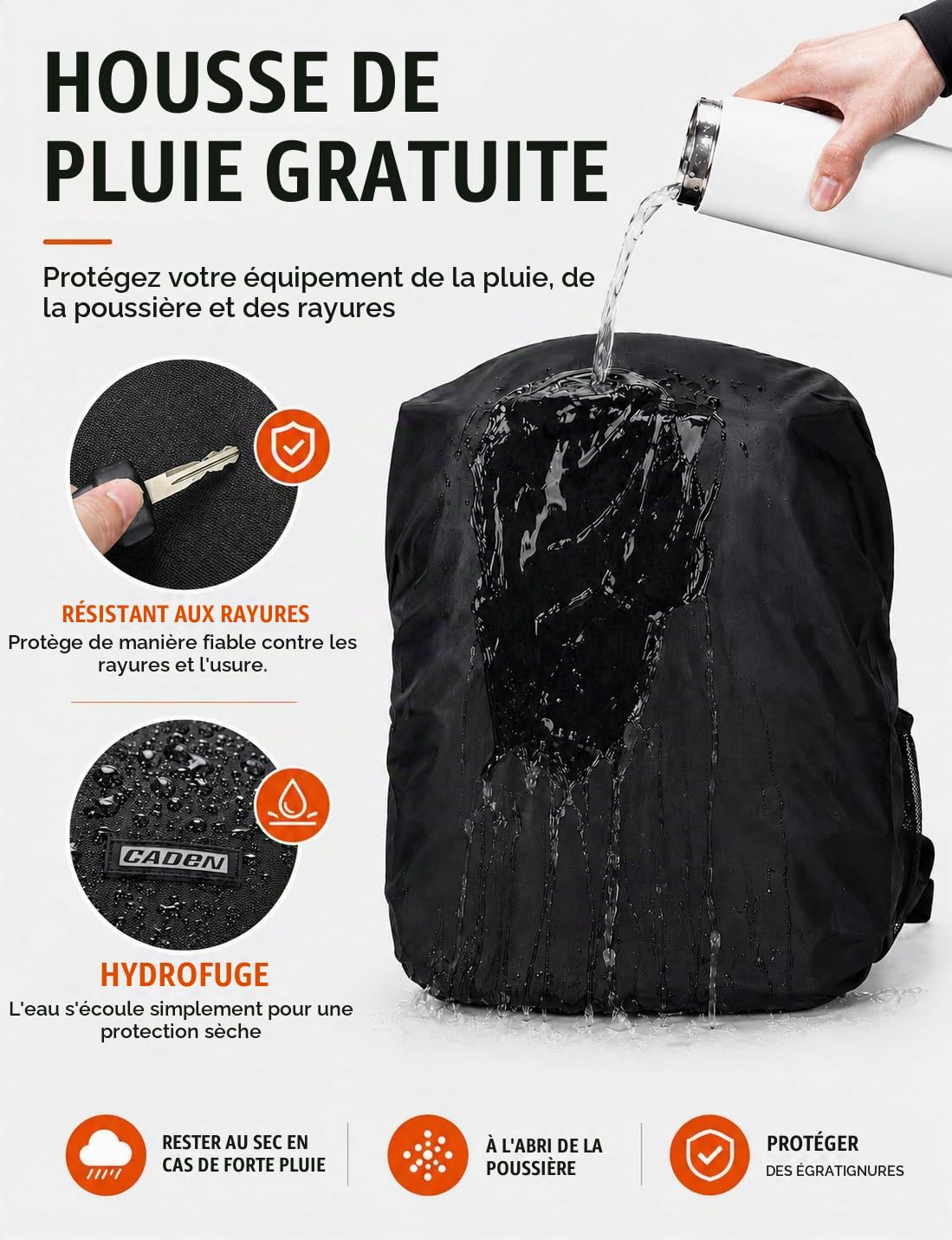 CADeN Sac à Dos étanche pour Appareil Photo Sac à Dos pour Appareil Photo Reflex Numérique Compatible avec l'objectif et Le trépied Canon Nikon Sony(Noir)