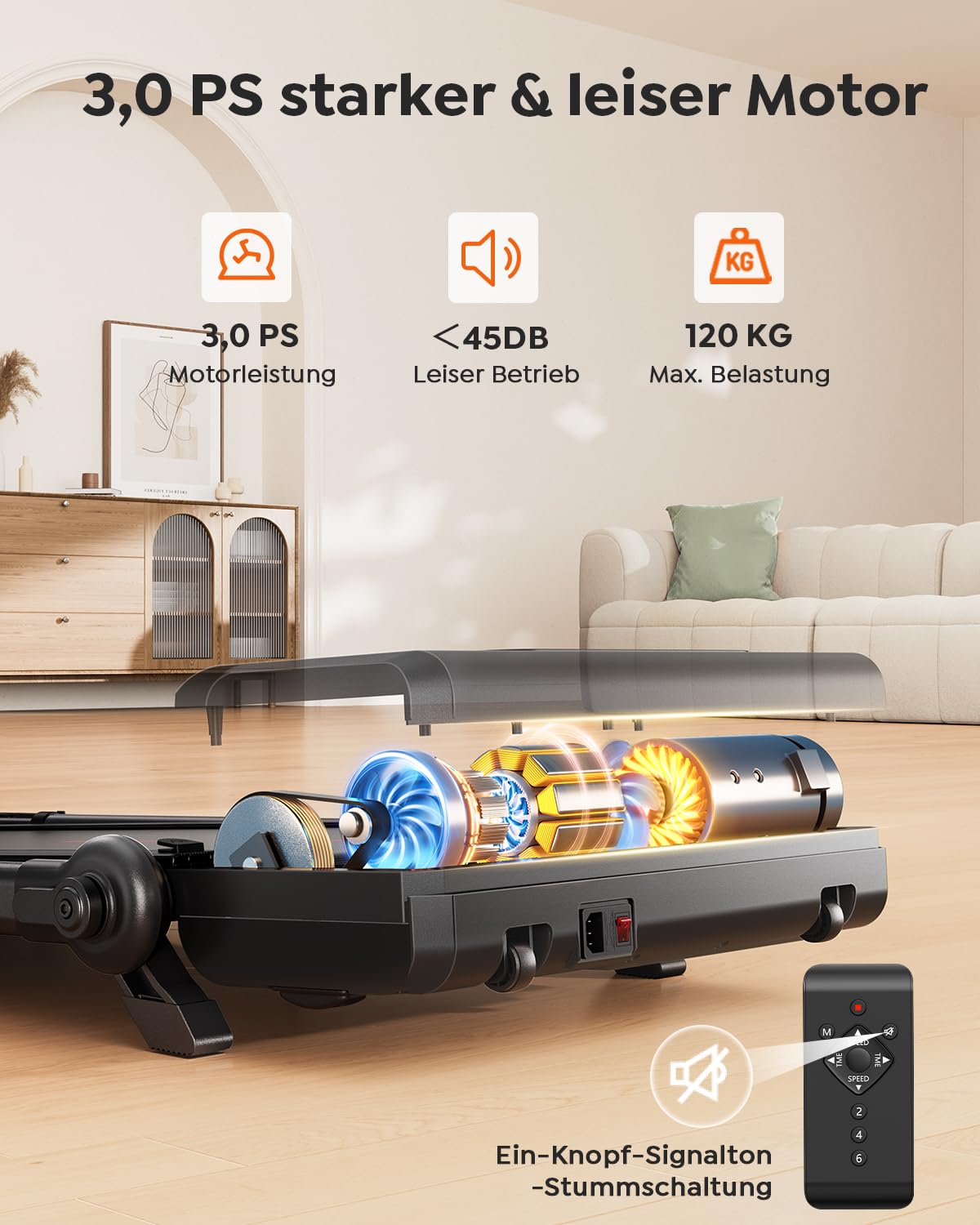 Laufband für Zuhause Klappbar mit 7% Steigung, All-in-1 Walking Pad bis 12 km/h mit 3,0 PS Leisem Motor, Höhenverstellung bis 150mm & Abnehmbarem Schreibtisch, APP und Fernbedienung
