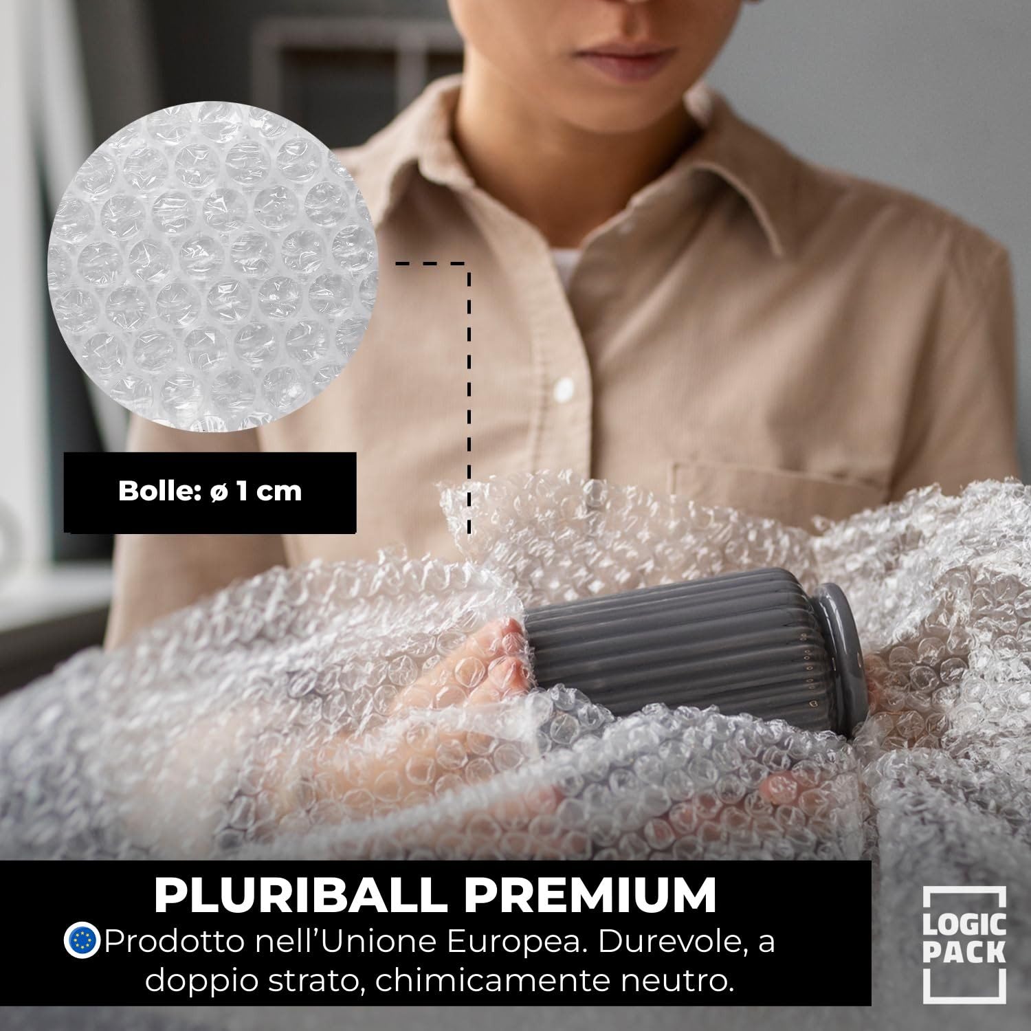 2x Pluriball per Imballaggio e Spedizione - Rotolo Millebolle 100 m x 30 cm - Film Protettivo a 2 Strati Antistrappo e Antiurto - Ideale per Trasloco, Trasporto e Oggetti Fragili