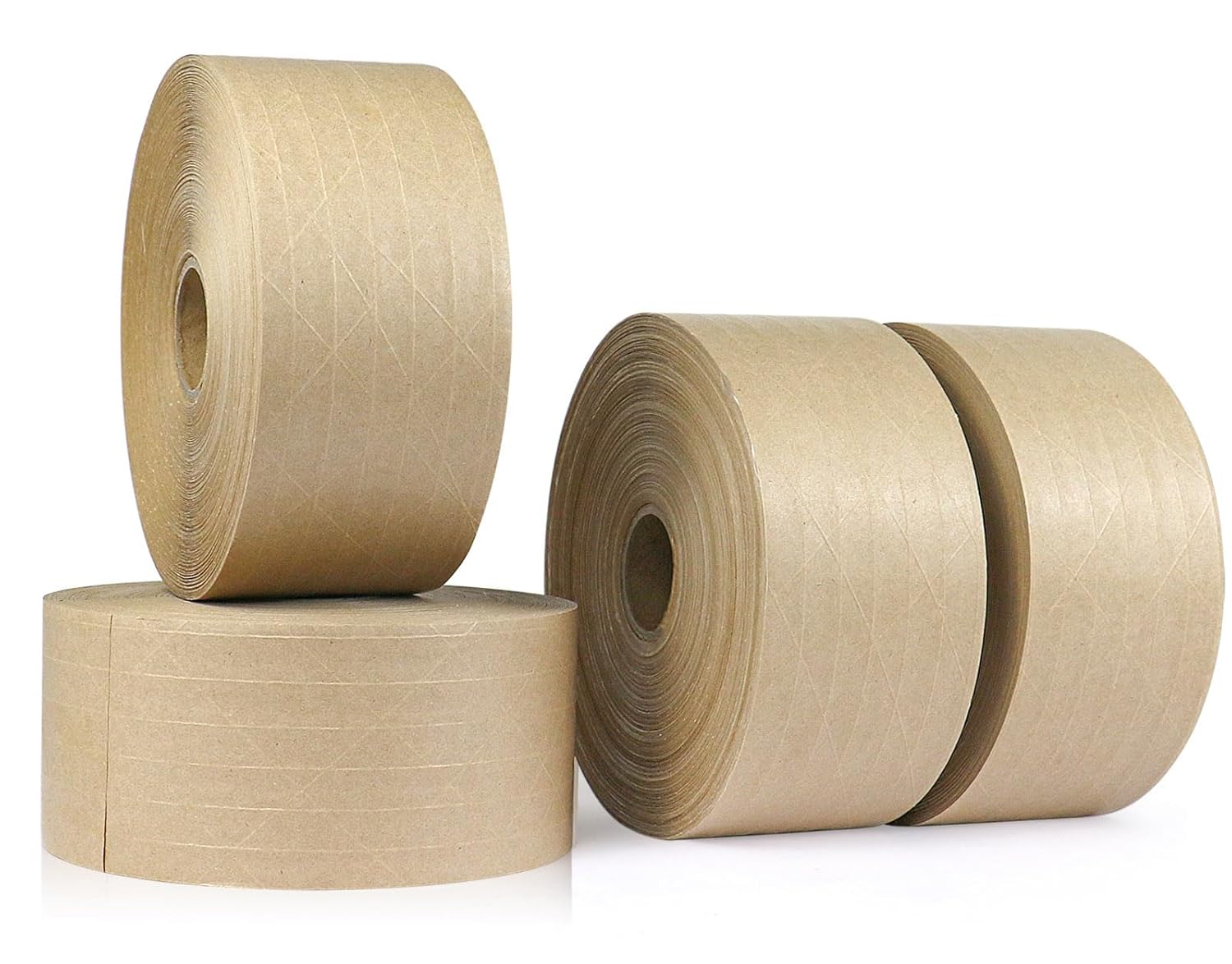 BOMEI PACK Reinforced Kraft Paper Packing Tape, 4 Pack 2.75 inch x 380 ft, Water Activated Gummed Kraft Tape for Heavy Duty Secure Packing, Shipping and Moving 4Rolls (2.75in x 380feet)