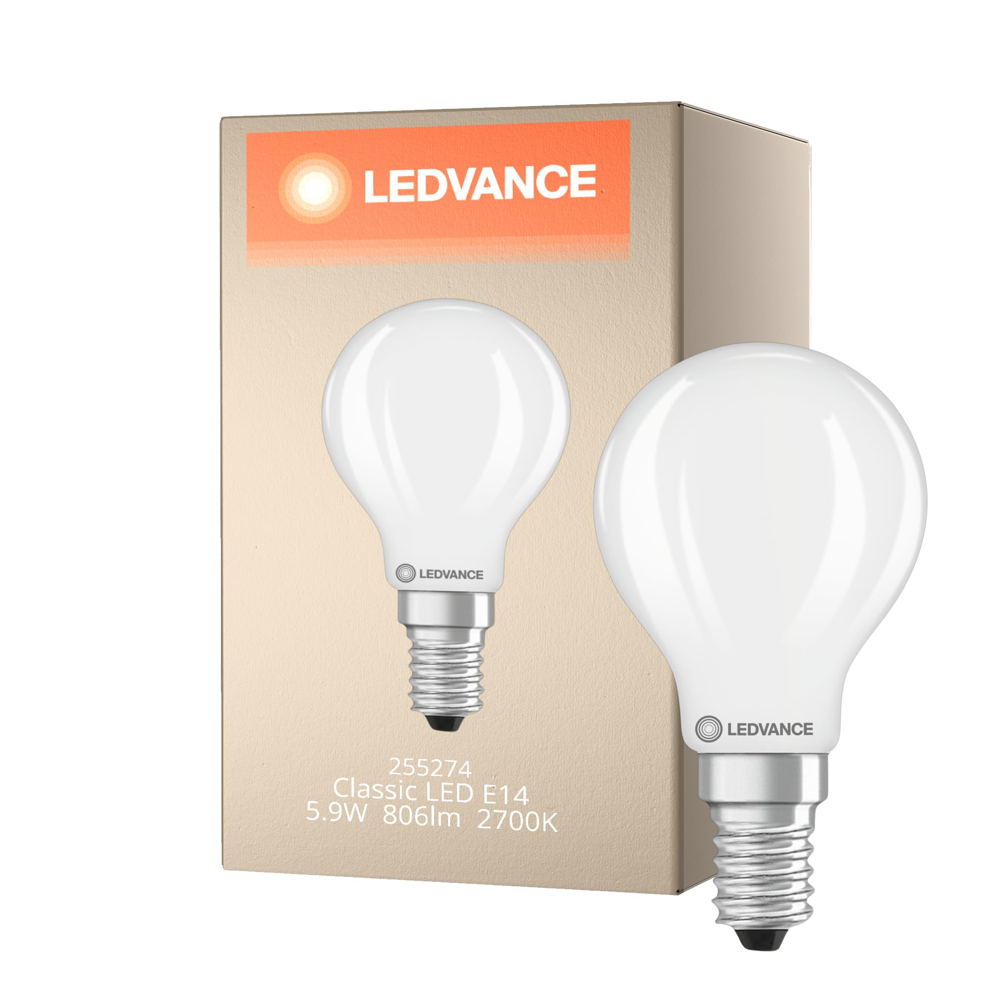 Ledvance Light Led Golfball 45Mm 5.9W (60W Eq.) E14 2700K Frosted Dimmable