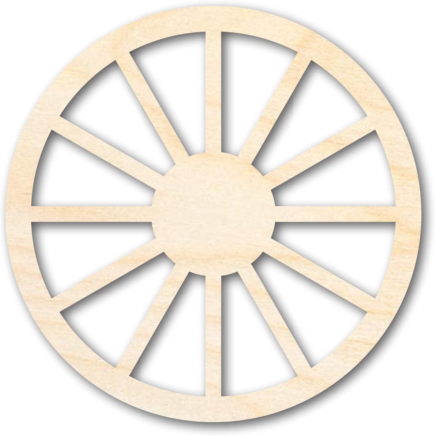 Unfinished Wood Wagon Wheel Shape | Rustic Farmhouse | DIY Craft Cutout | Up to 24" 18" / 1/2"