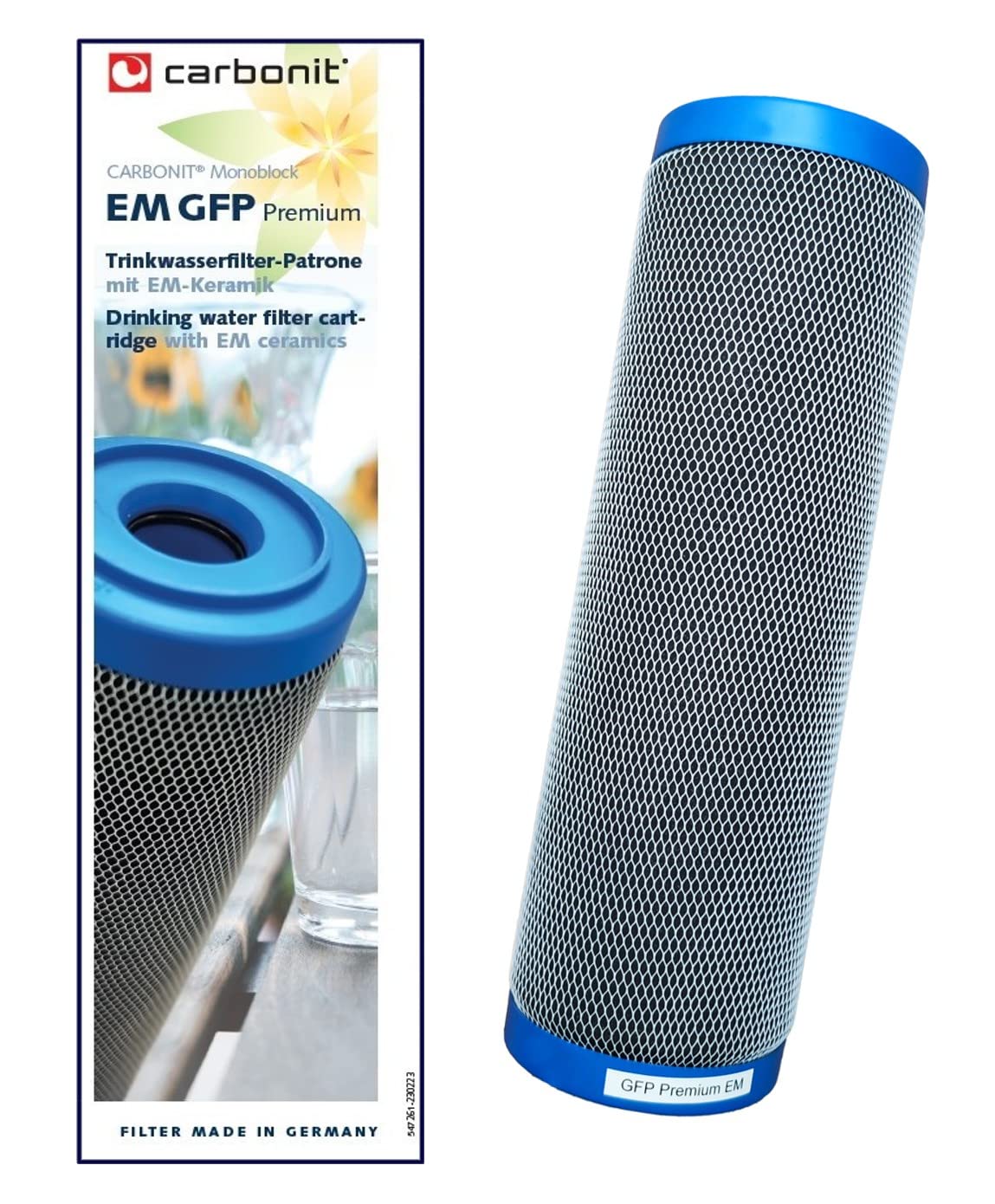 Prime Inventions - Filtro dell'acqua GFP Premium EM cartuccia filtrante 0,4 µ con più carbone attivo e ceramica EM
