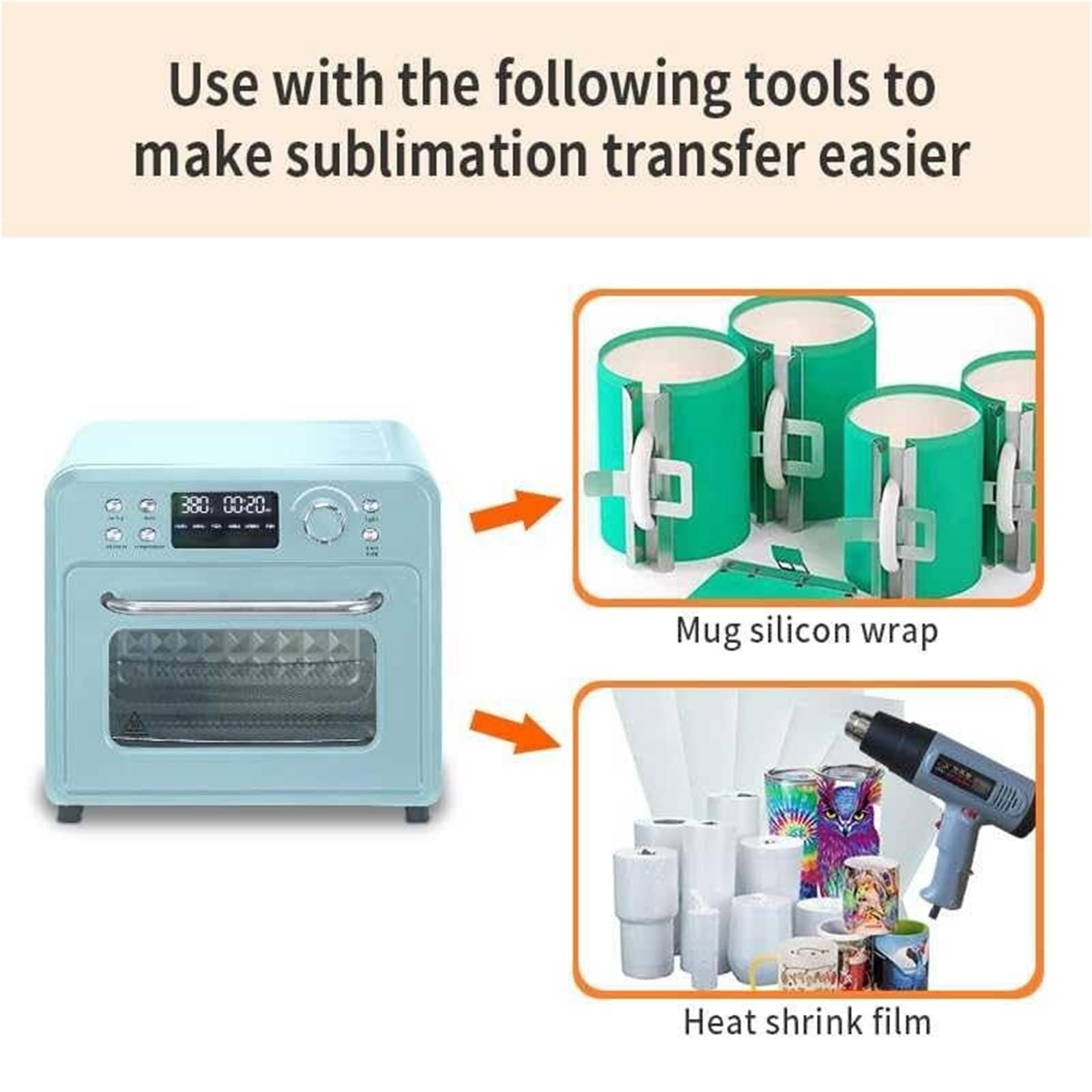 Máquina de horno de sublimación para espacios en blanco de sublimación, horno de convección de luz con pantalla digital para tazas, vasos, tazas y botellas de agua