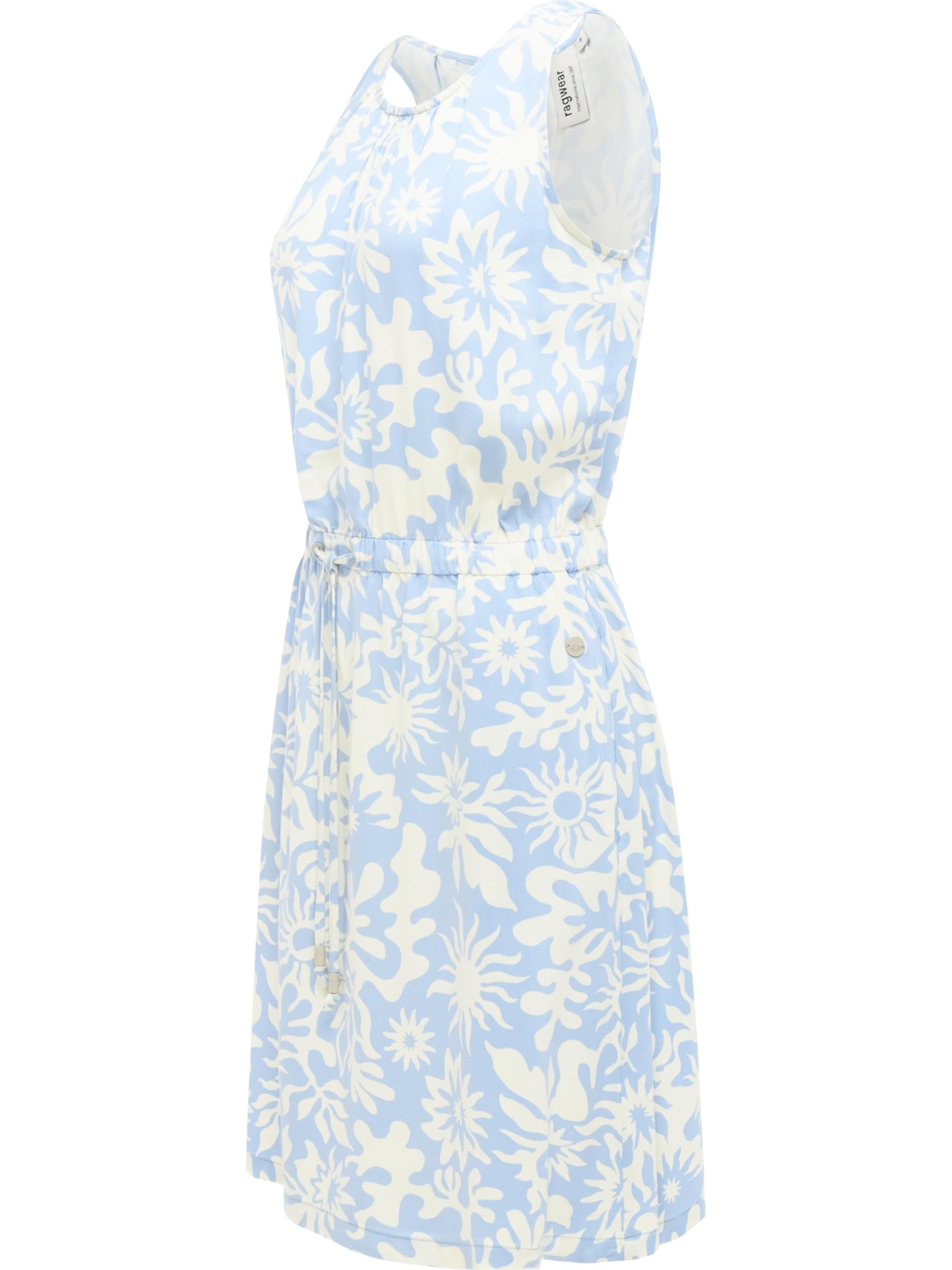 Ragwear Damen ärmelloses Sommerkleid leichtes Neckholder-Minikleid Strandkleid mit Schnürung an der Taille Sanai Print YOUMODO XS-XXL
