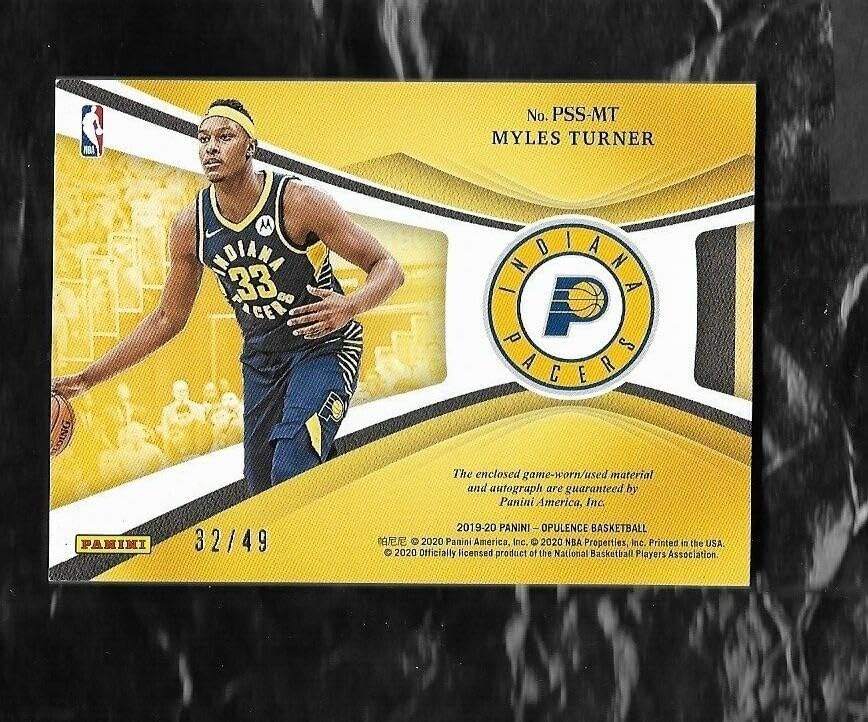 2019-20 Panini Opulence Myles Turner Precious Swatch Signature 32/49 - Basketball Cards