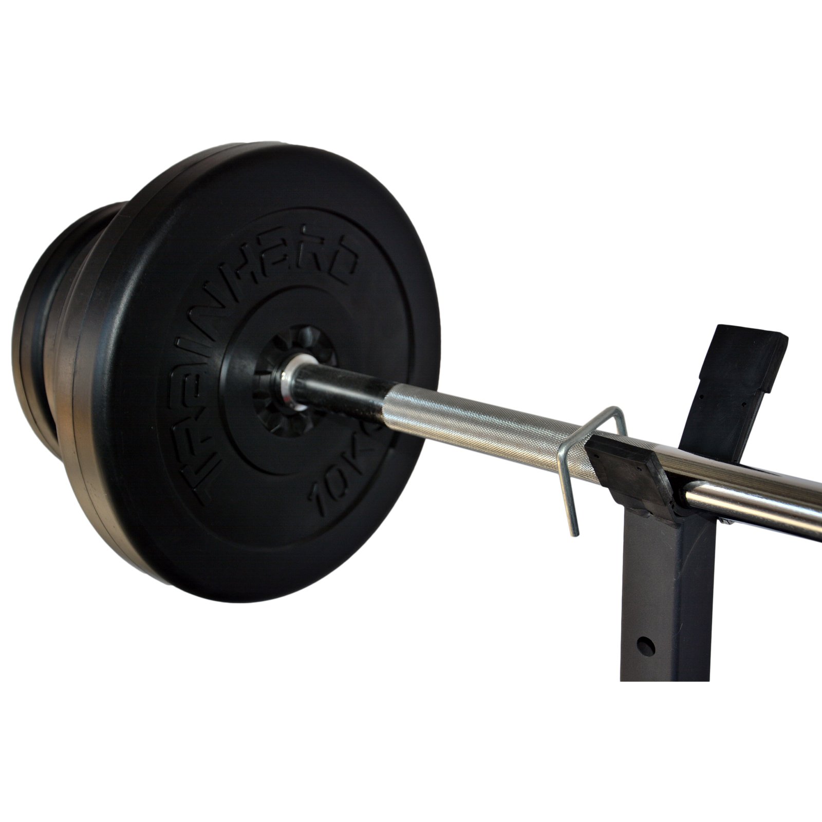 TrainHard Kraftstation Fitnesscenter Hantelbank schwarz/rot mit 1,6m Langhantelstange und 25kg Hantelscheiben