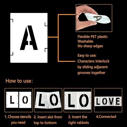 Miniatura 3 de 42 plantillas de letras con números de símbolos para manualidades, plantillas de alfabeto de 1 pulgada, plantillas de alfabeto entrelazadas para