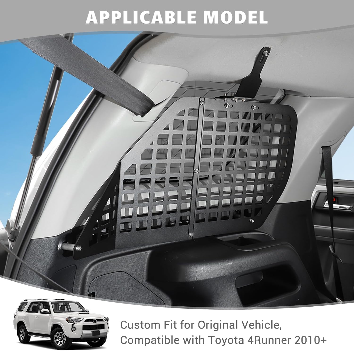 Jimen for 4Runner Molle Panel, Rear Side Window Storage Molle Panels Cargo Rack Shelf Compatible with Toyota 4Runner 2010-2023