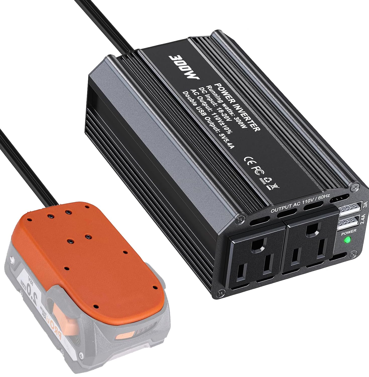 Portable Outlet 350W Power Inverter For Ryobi 40V Li-ion Batteries,4 ...