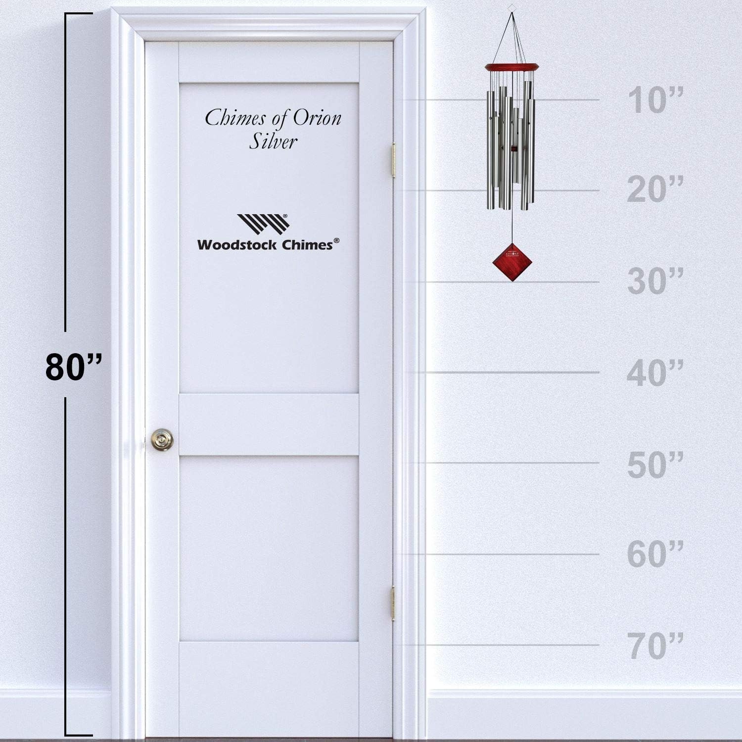 Woodstock Wind Chimes of Orion Wind Chimes for Outside, 30" Silver Medium Tone Wind Chime Décor for Outdoor Garden, Patio, Porch, Encore Collection