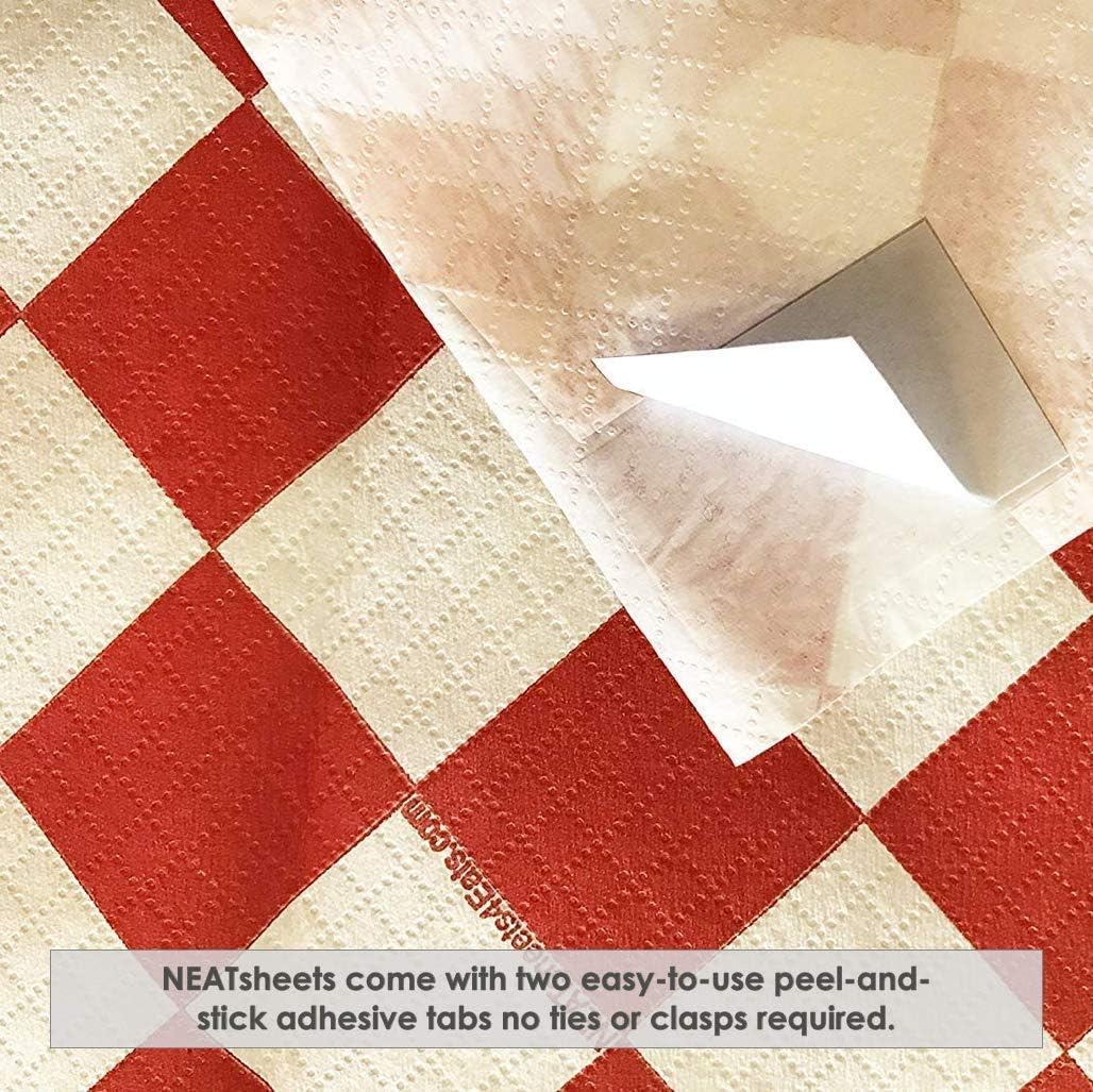 Disposable Adhesive Napkins Bundle for Adults & Kids | Grey Dot and Red & White Diamond | 2 100-Count Pouches | Adhesive Tabs, Spill Absorbent, Stain/Liquid Repellent | For Personal Use