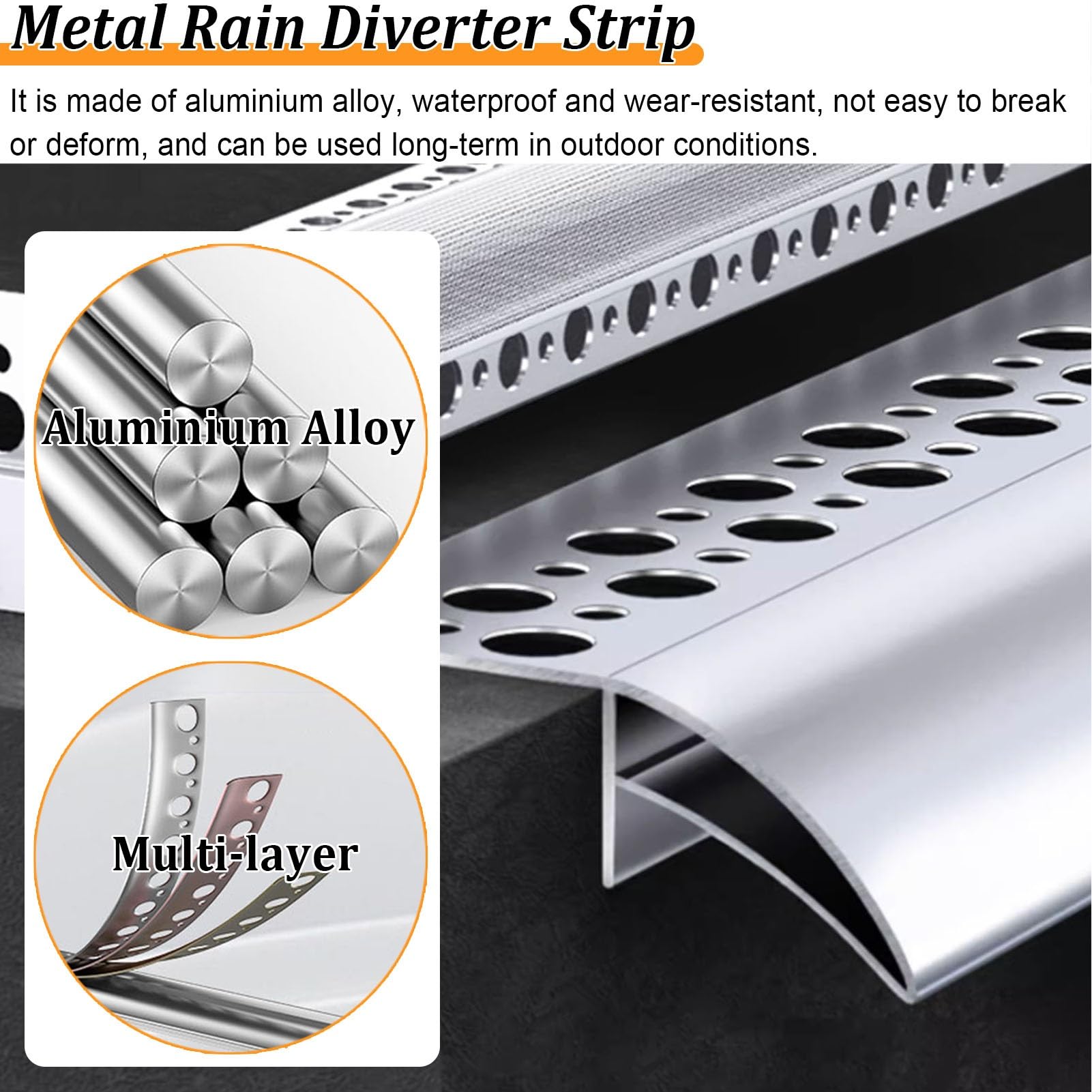 übergangsprofil Tropfkantenleiste für Fensterbankkanten, Zuschneidbare Dachrinnen-Tropfkantenprofile, Regenwasserableitprofil aus Aluminium(1m (3ft))