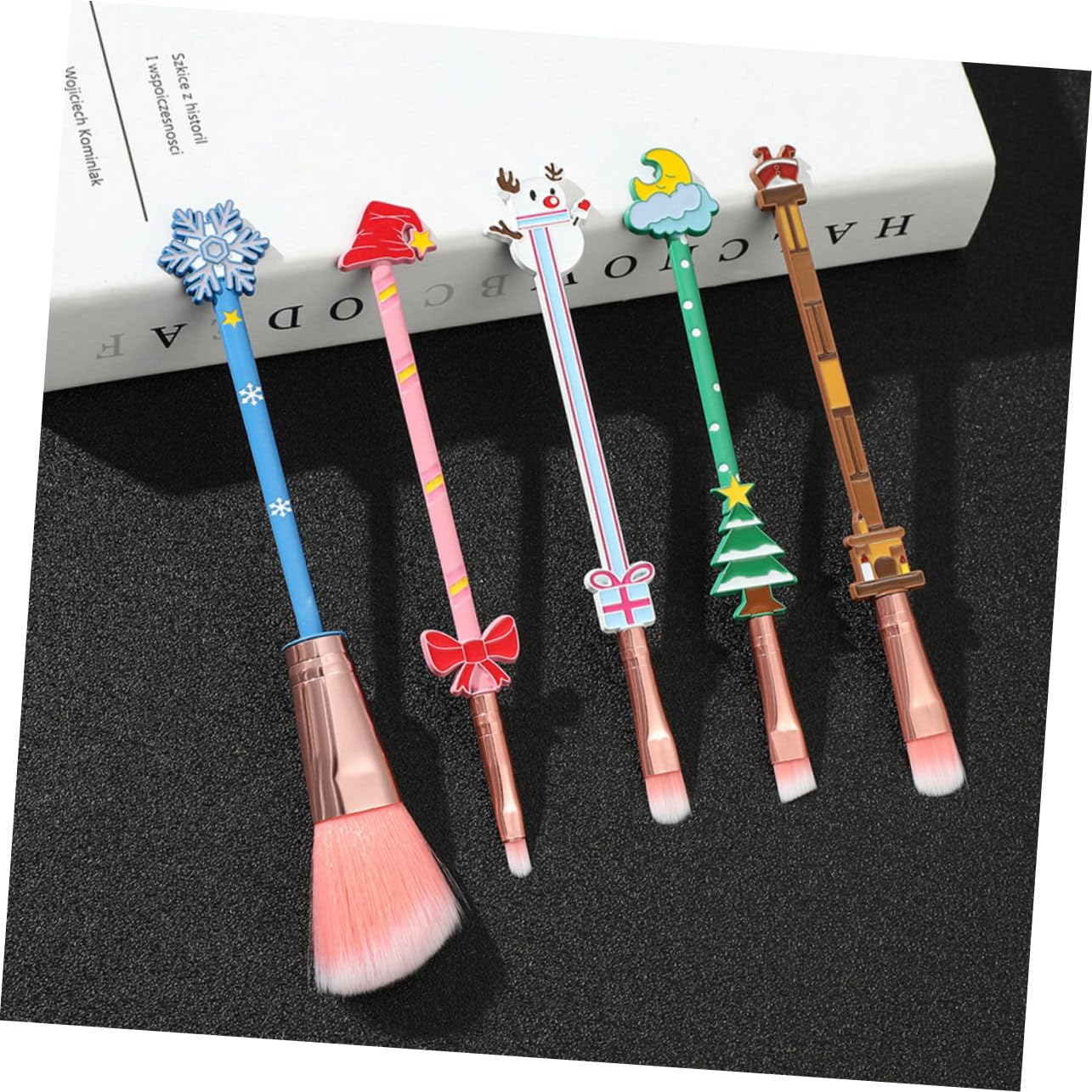 FRCOLOR 15pezzi Pennelli Makeup Per Ragazze Strumenti Professionali Per Makeup Natale Con Design Unico e Chic Per Ombretto Fondotinta e Blush