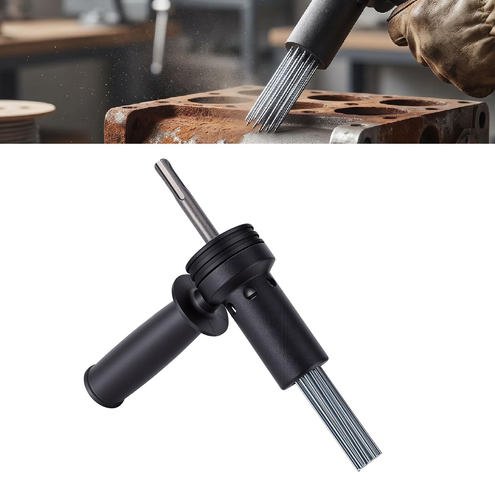 Adapter Igły do ​​młotka Elektrycznego | Adapter do Młotka Elektrycznego, Nasadka do Usuwania Rdzy z 18 Igłami, Antypoślizgowy Uchwyt Zaciskowy, Wstępna Obróbka